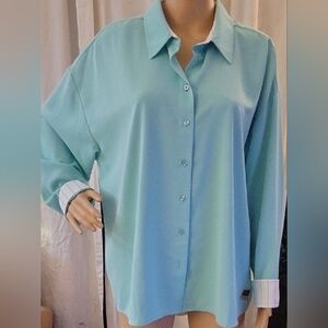 Women's Aqua Button-Up Shirt. New without tags by peace love world size  large